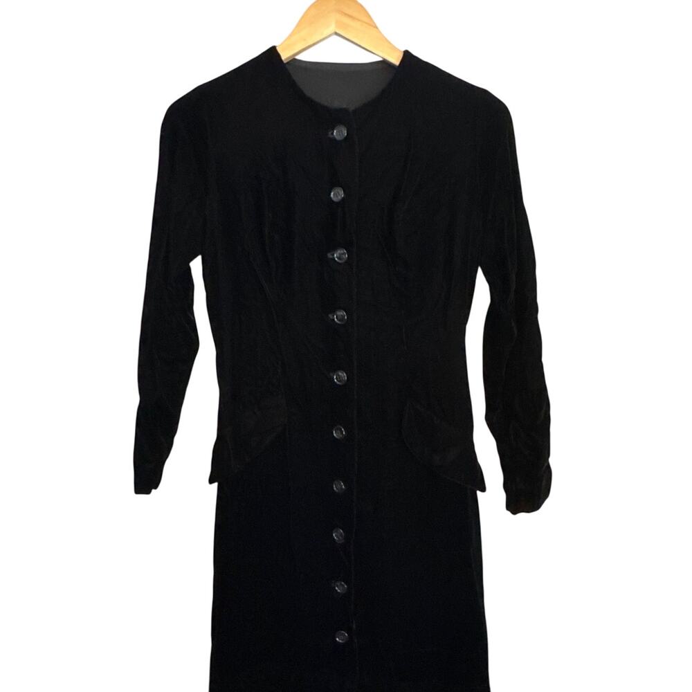 Vintage 90s Long Black Velvet Sleeveless Maxi Dress Womens Small Goth Whimsigoth